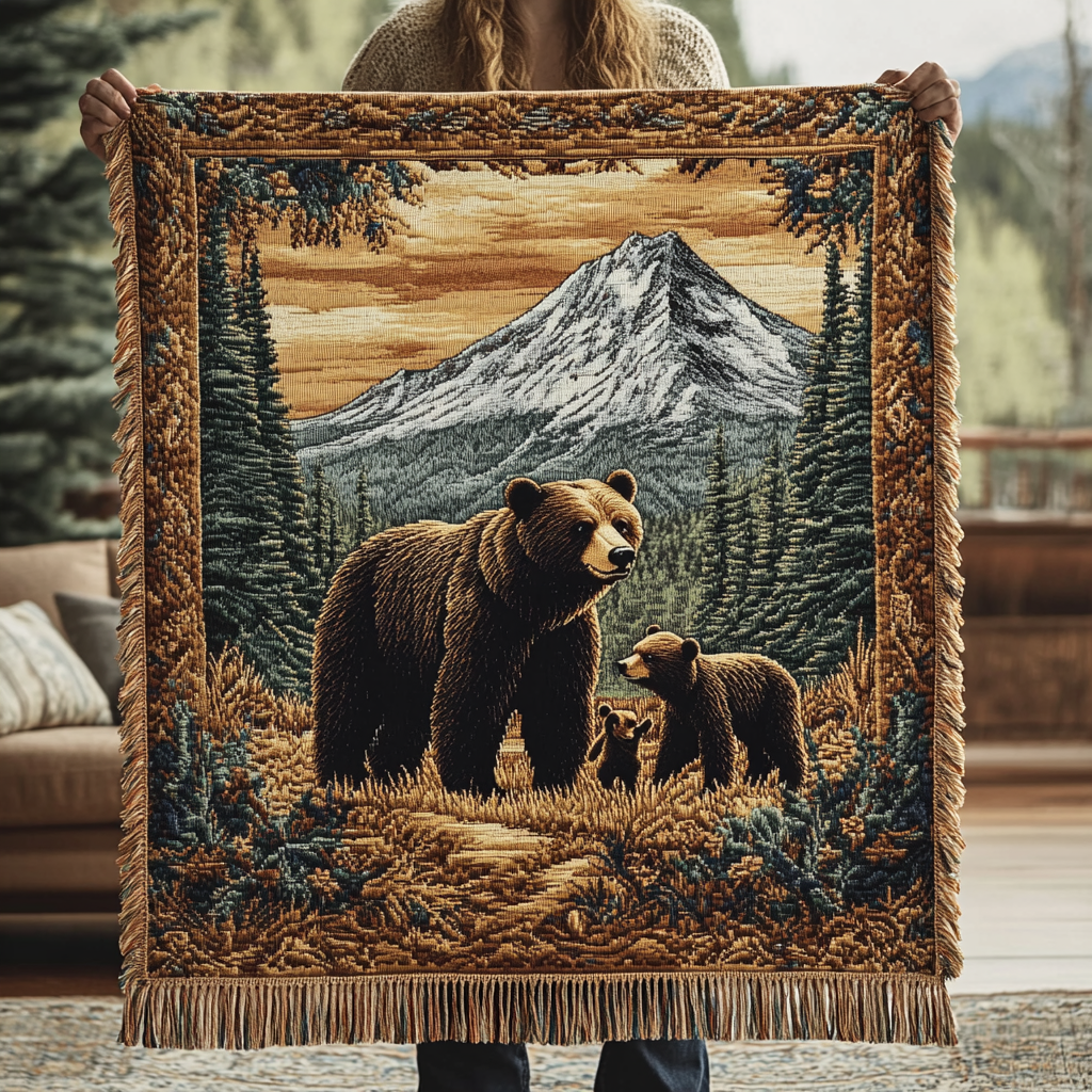 Manta Woven con Encanto de Oso Negro
