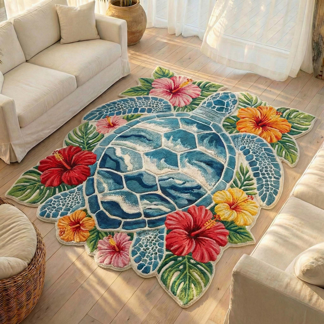Alfombra de Área de Forma Personalizada Bloom Turtle