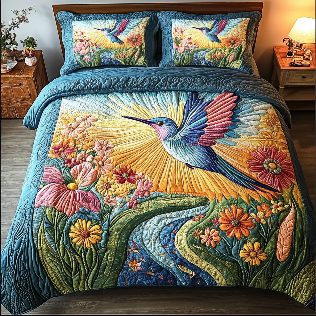 Juego de Ropa de Cama Acolchada Hummingbird