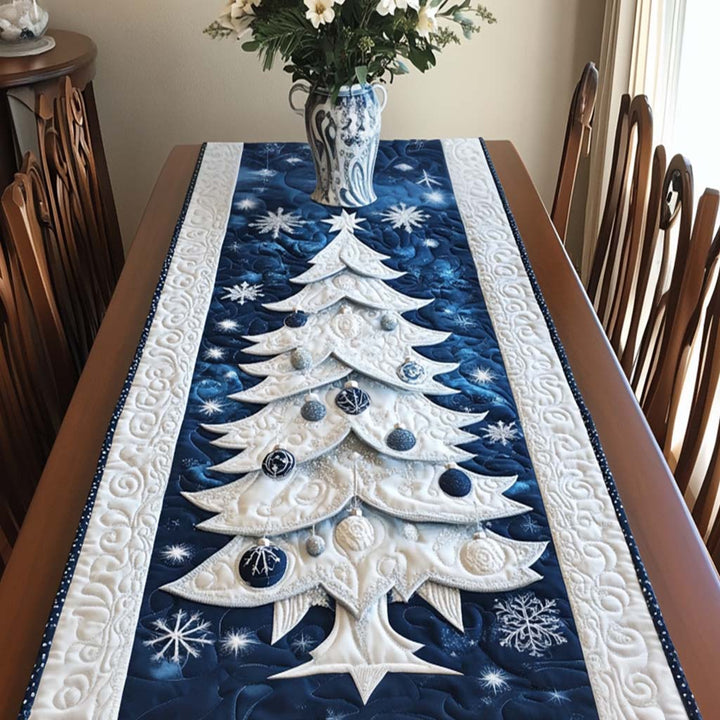 Camino de Mesa Acolchado de Árbol de Navidad Azul
