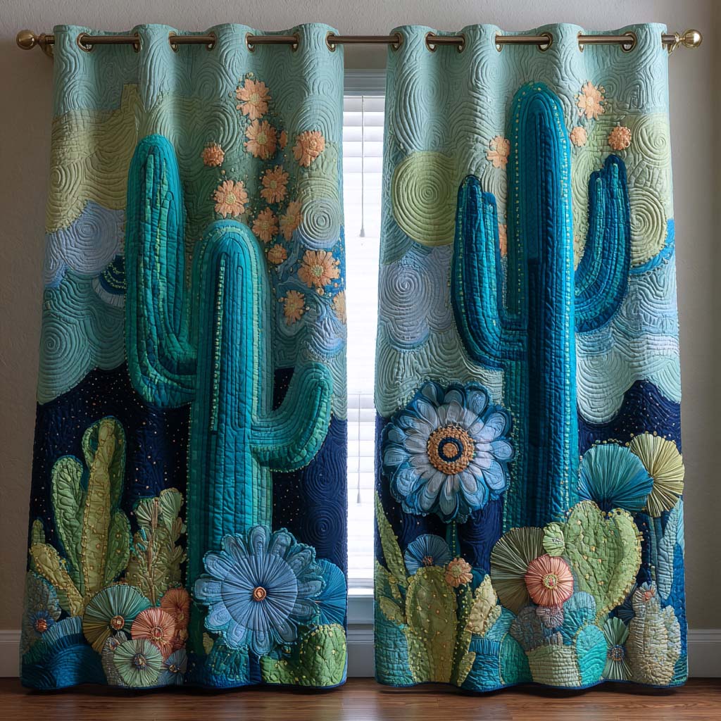 Cortinas Acolchadas de Flores del Desierto Azul