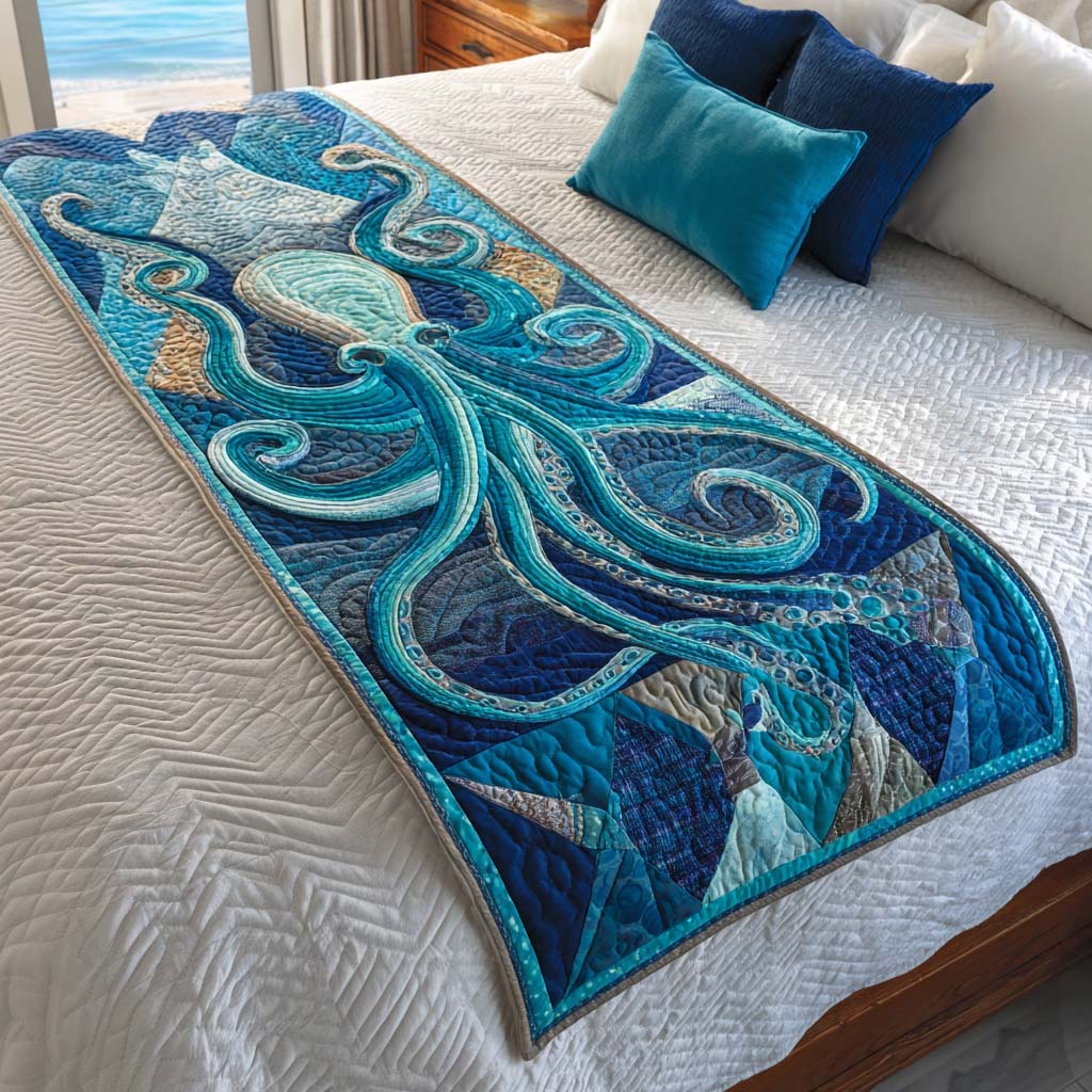 Caminito de Cama Acolchado de Pulpo Azul