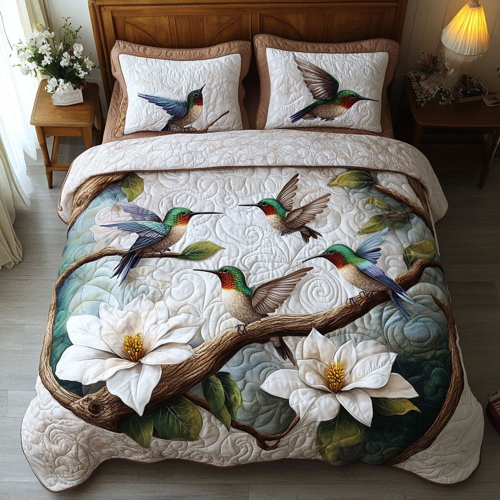 Conjunto de Ropa de Cama Acolchado de 3 Piezas Hummingbird
