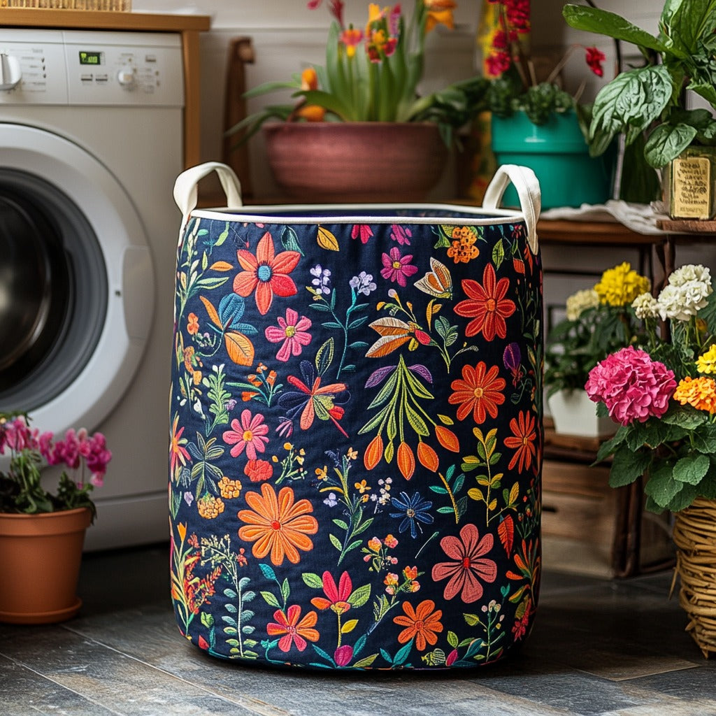Cesta de Ropa de Patchwork Boho