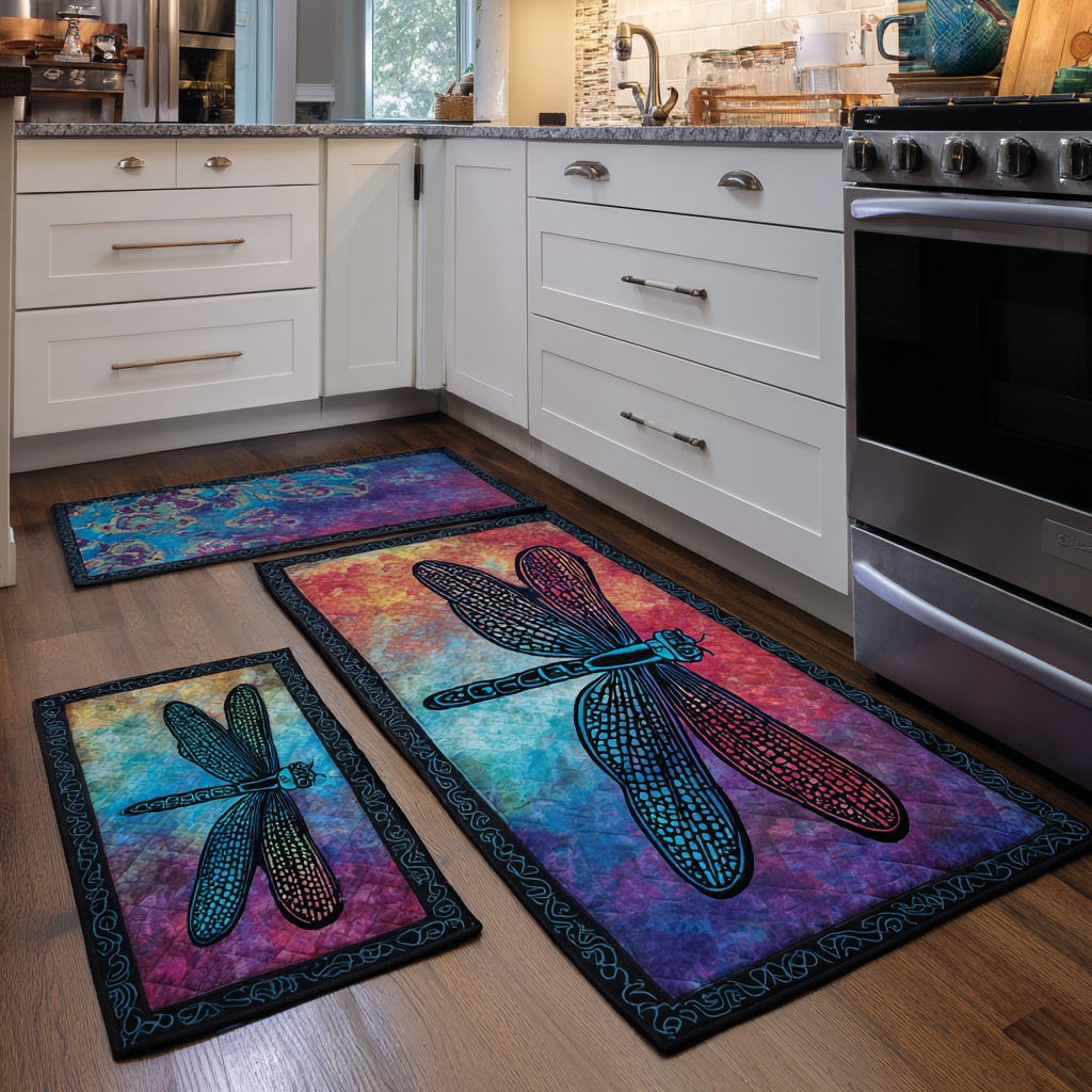 Alfombra de Área para Cocina con Libélula Brillante