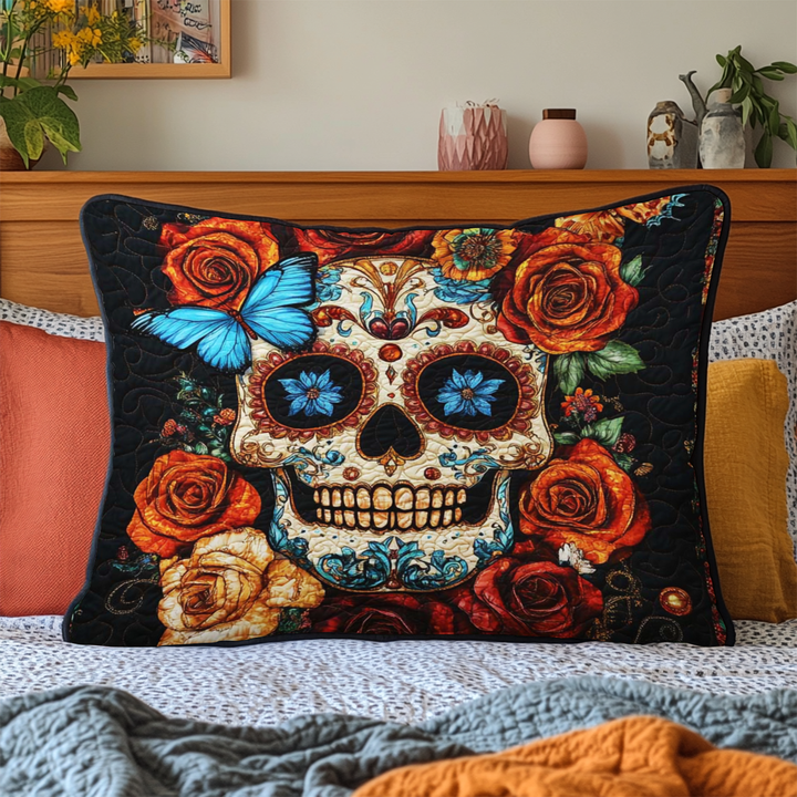 Funda de Almohada de Edredón con Calavera de Mariposa