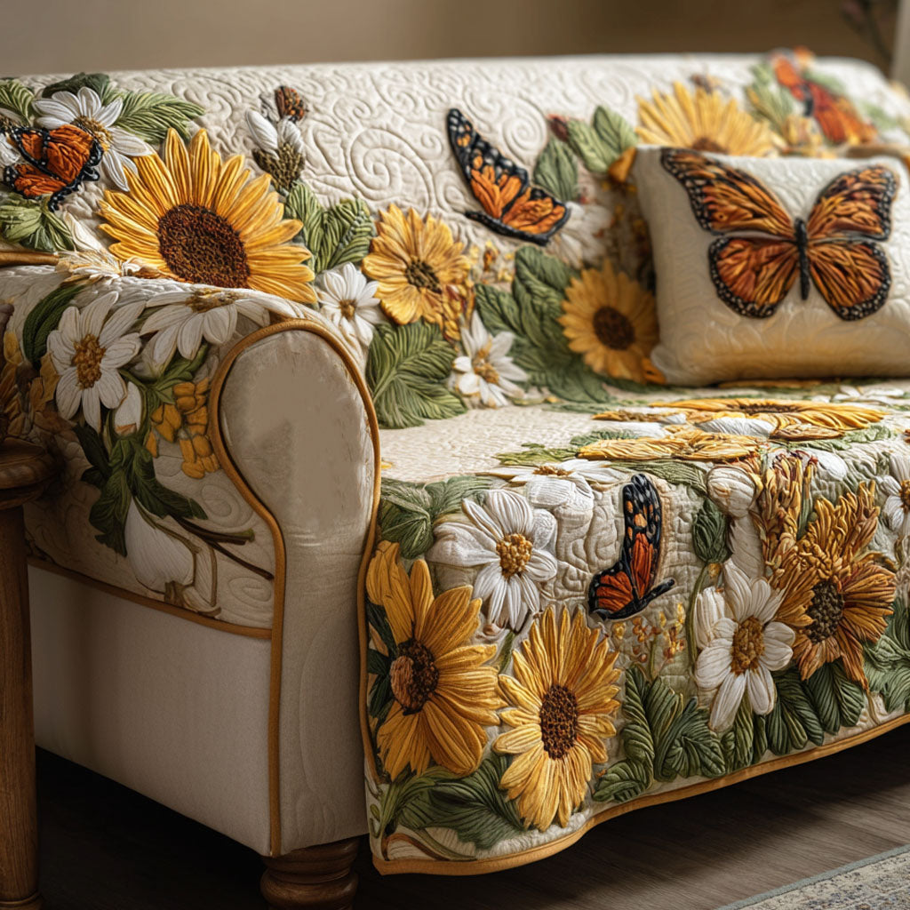 Funda de Sofá Acolchada Jardín de Mariposas