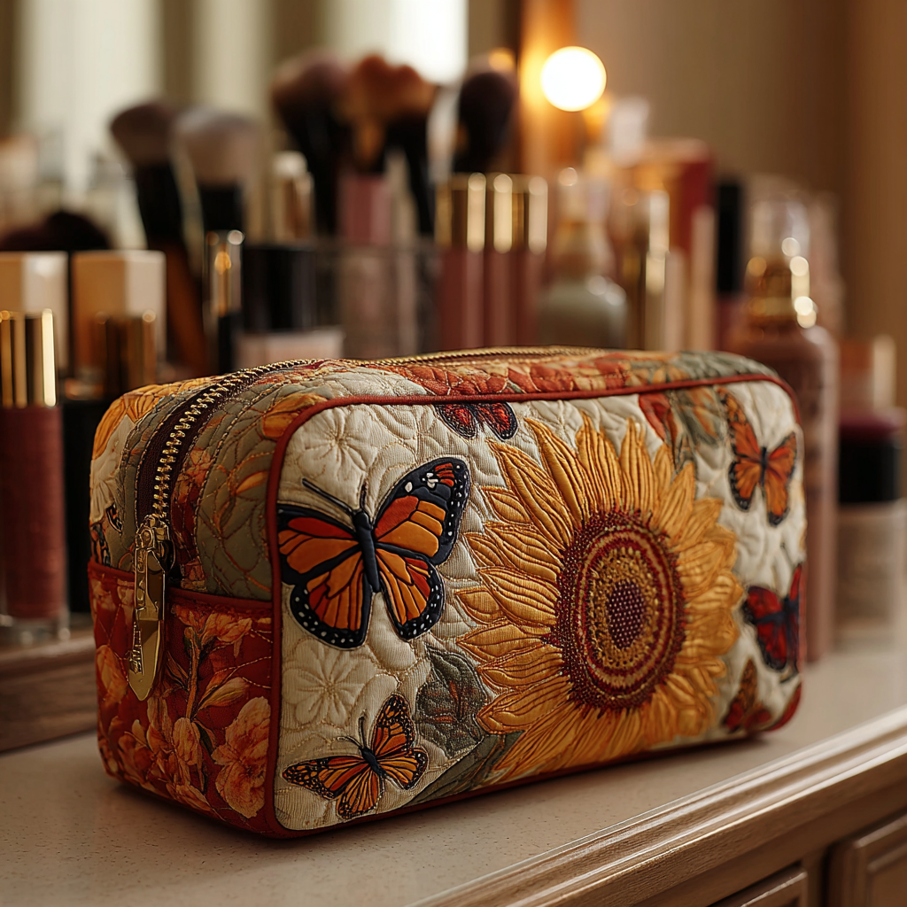 Bolsa de Maquillaje Acolchada Mariposa