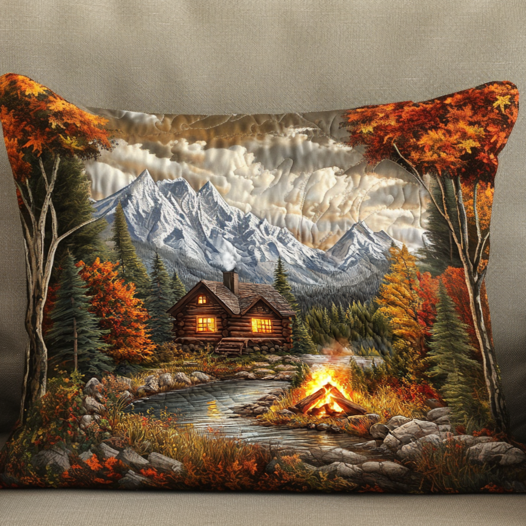 Funda de Almohada Acolchada Cabin Camfire Mountains