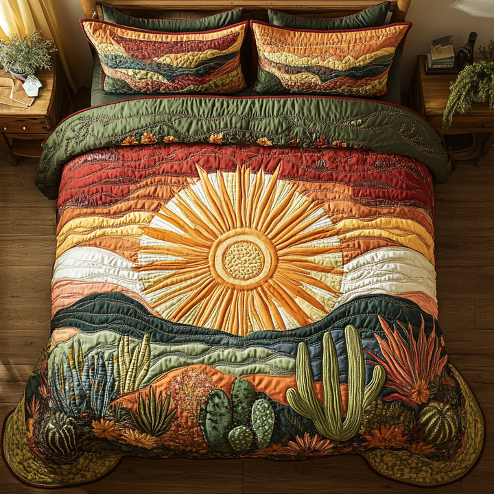 Juego de Ropa de Cama Acolchado de 3 Piezas Cactus Sunset