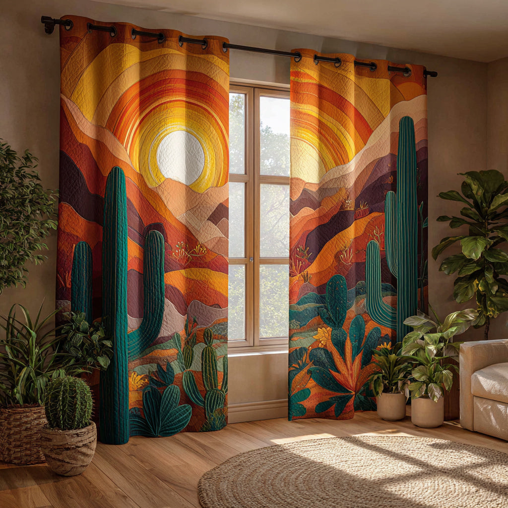 Cortinas Acolchadas Cactus al Atardecer