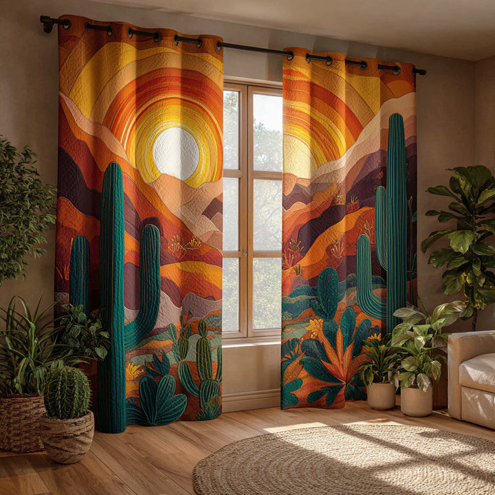 Cortinas Acolchadas Cactus al Atardecer