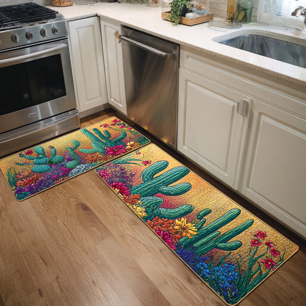 Alfombra de Cocina Cactus al Atardecer