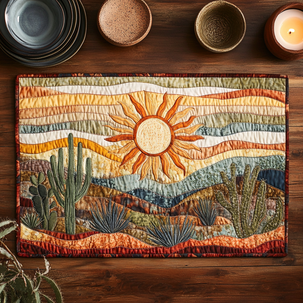 Mantel Individual Acolchado Cactus al Atardecer