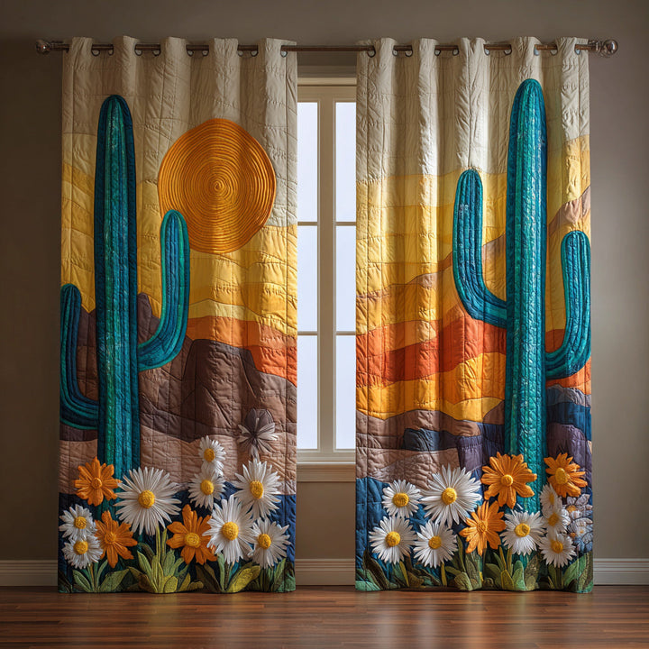 Cortinas Acolchadas Cactus Teal Meadow