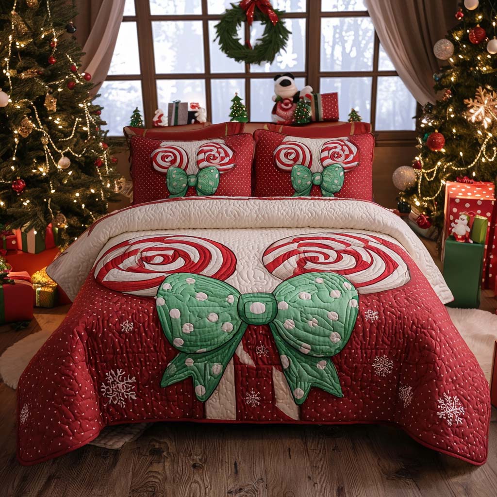Juego de Ropa de Cama Acolchada de 3 Piezas para Navidad