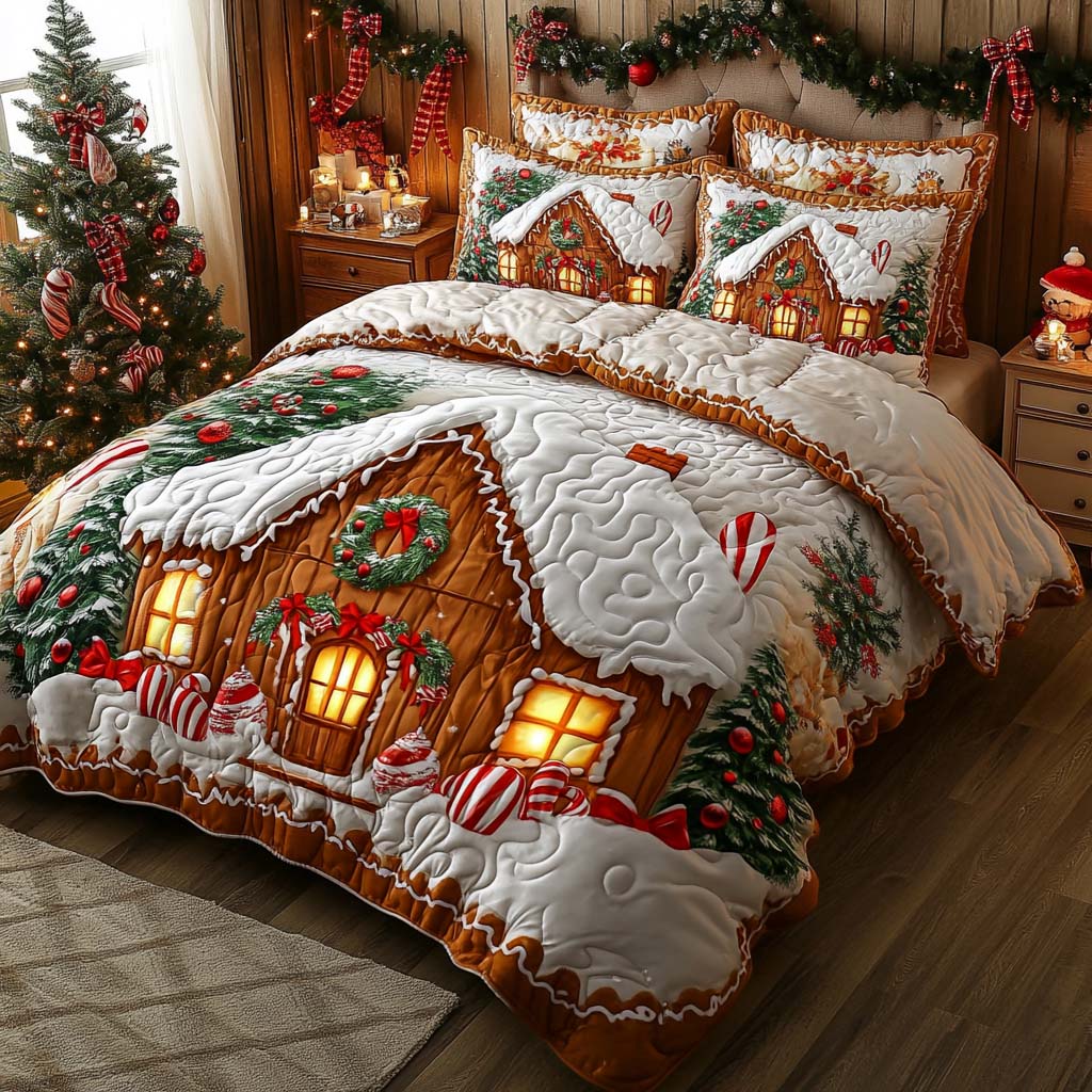 Juego de Ropa de Cama Acolchada de 3 Piezas para Navidad