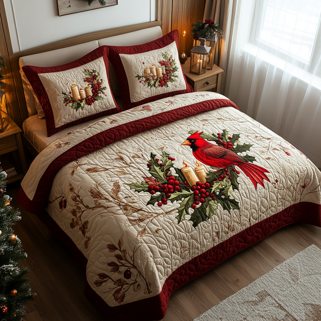 Conjunto de Ropa de Cama Acolchada Cardinal de 3 Piezas