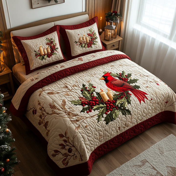 Conjunto de Ropa de Cama Acolchada Cardinal de 3 Piezas