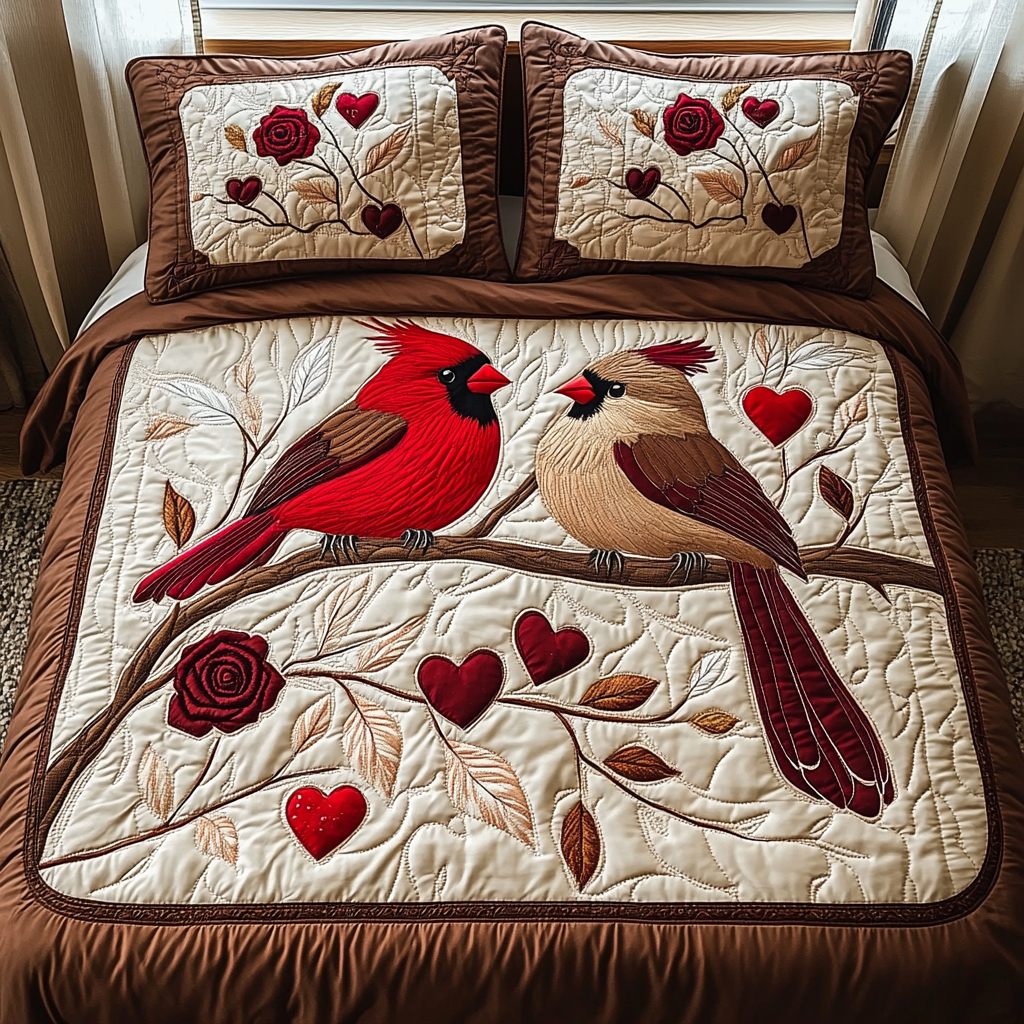 Conjunto de Ropa de Cama Acolchada Cardinal de 3 Piezas