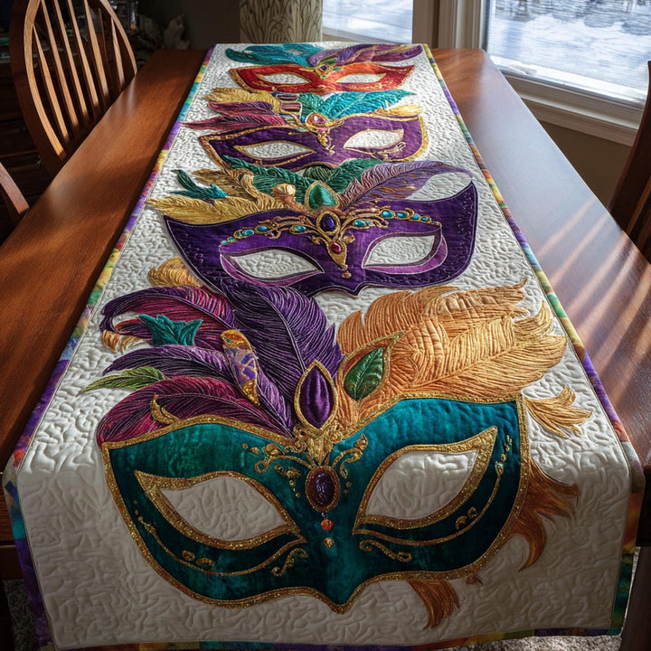Camino de Mesa Acolchado de Mardi Gras
