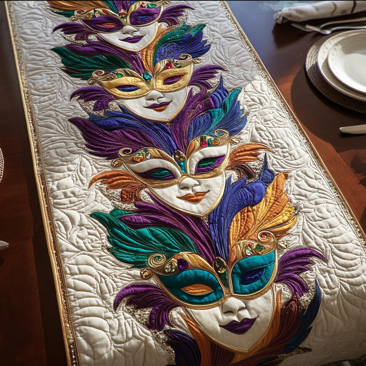 Camino de Mesa Acolchado de Mardi Gras