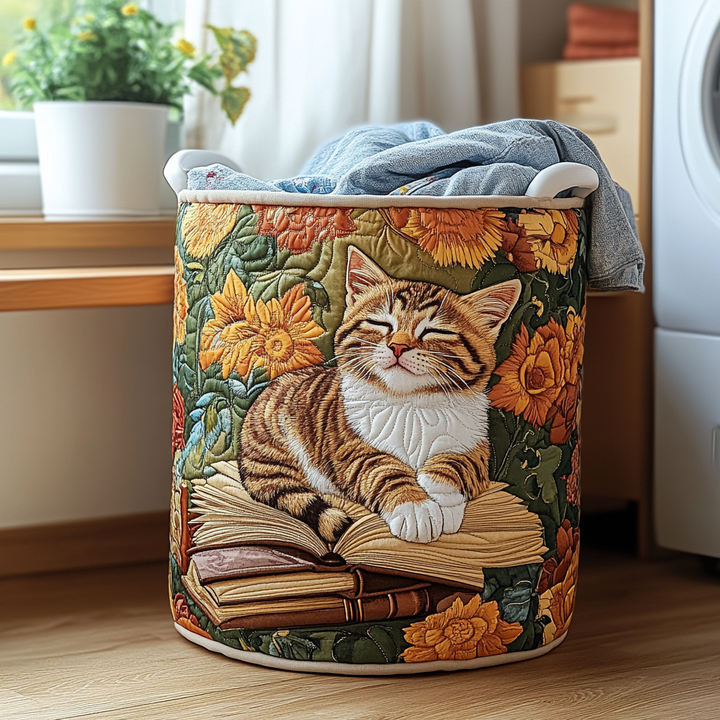 Cesta de Ropa Acolchada con Diseño de Gato