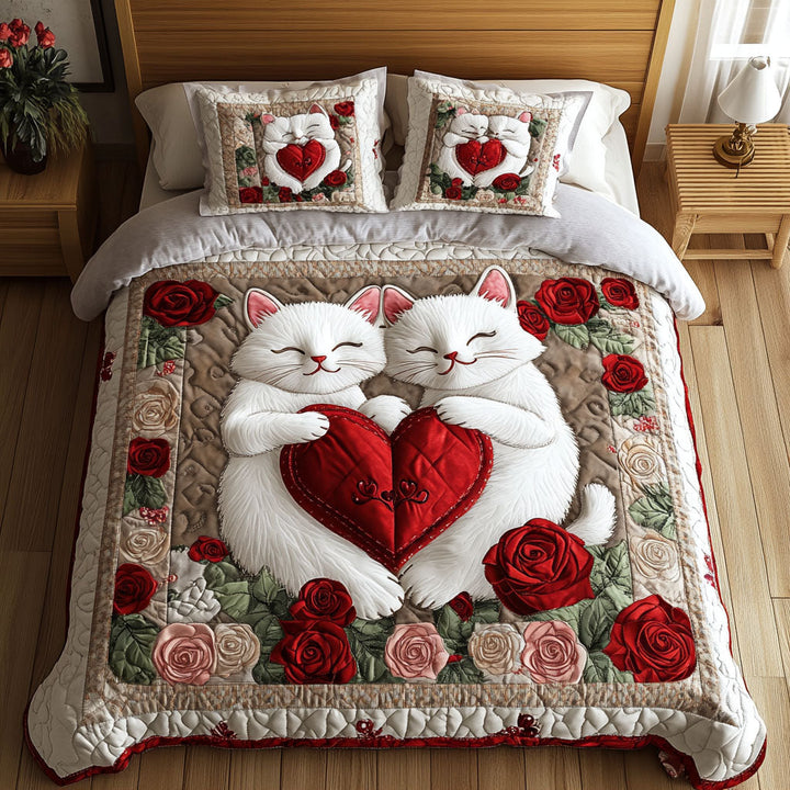 Juego de Ropa de Cama Acolchada de 3 Piezas Cat Cuddles
