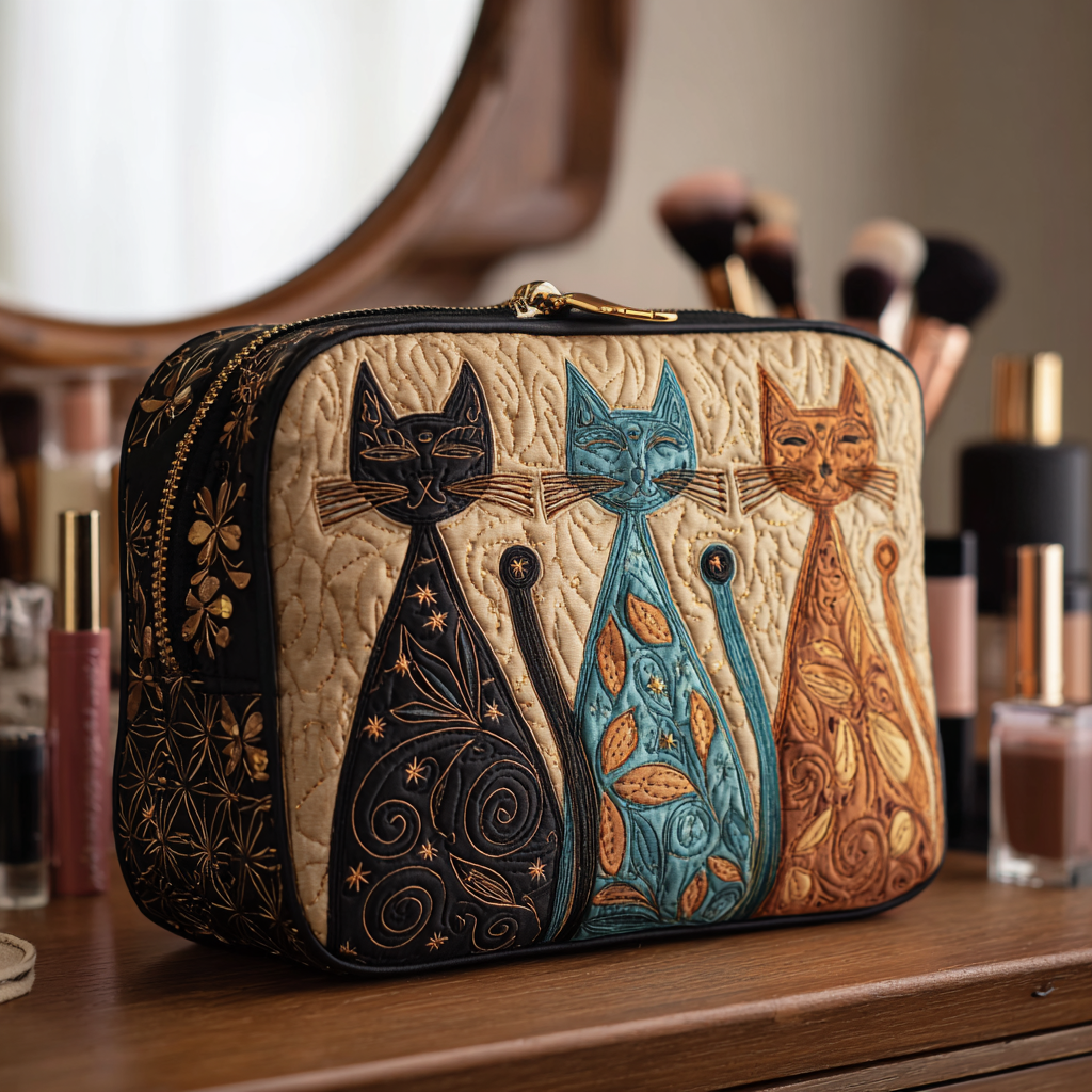 Bolso de Maquillaje Acolchado de Gato