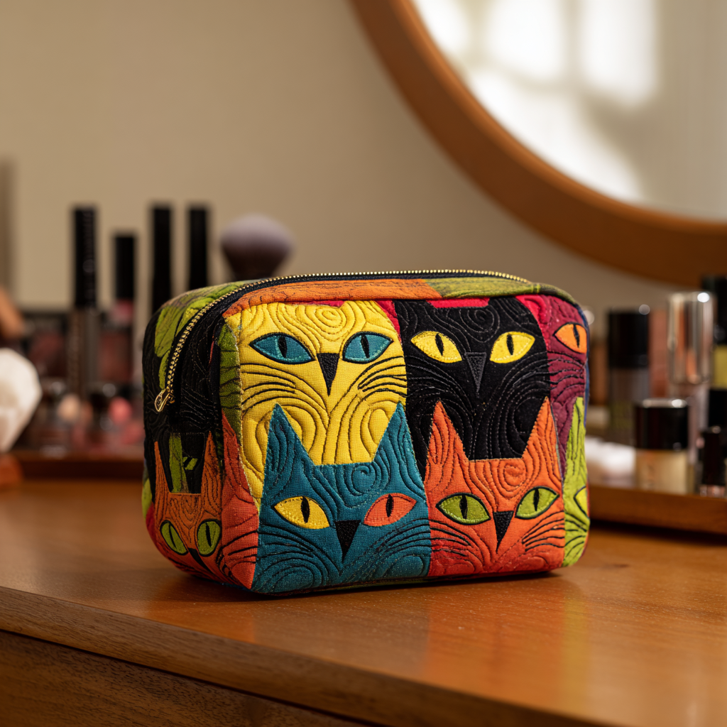 Bolsa de Maquillaje Acolchada de Gato Mágico