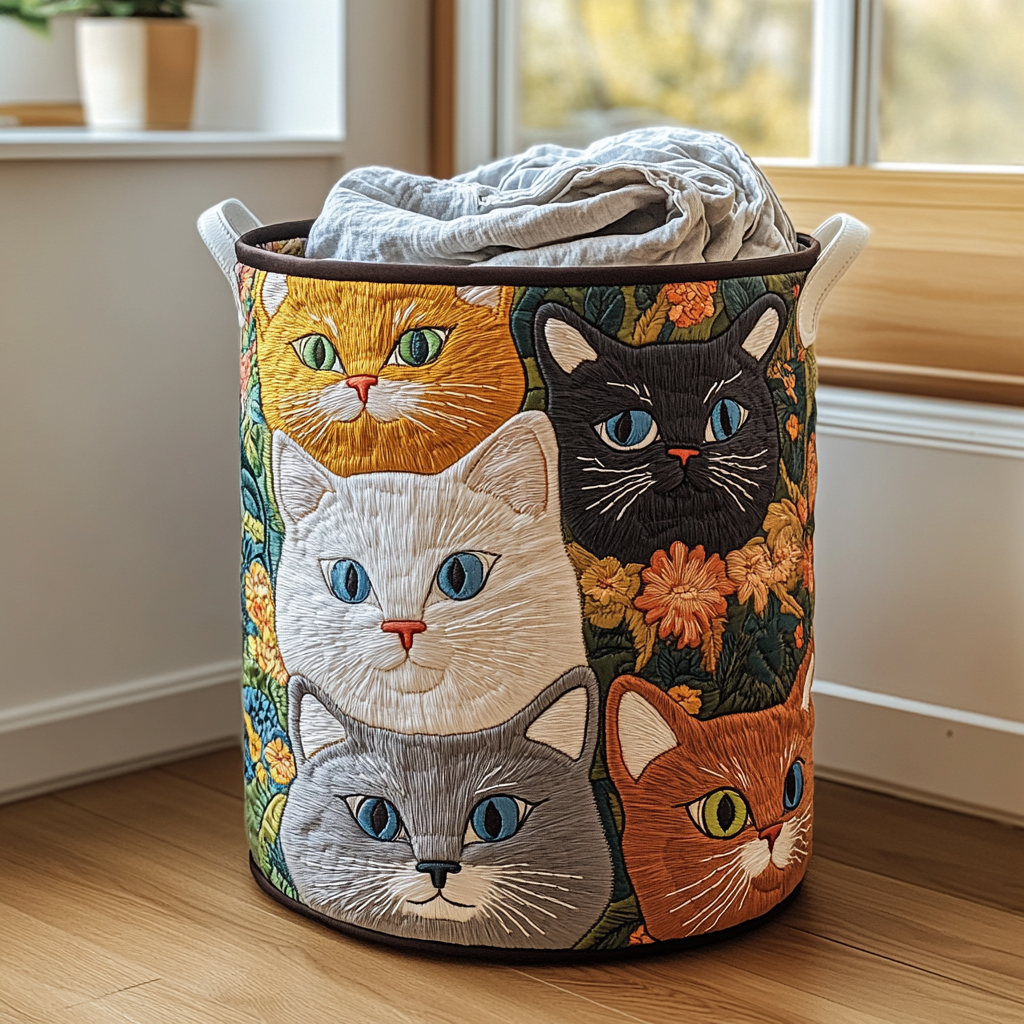 Cesta de Ropa Acolchada Cat Meadow