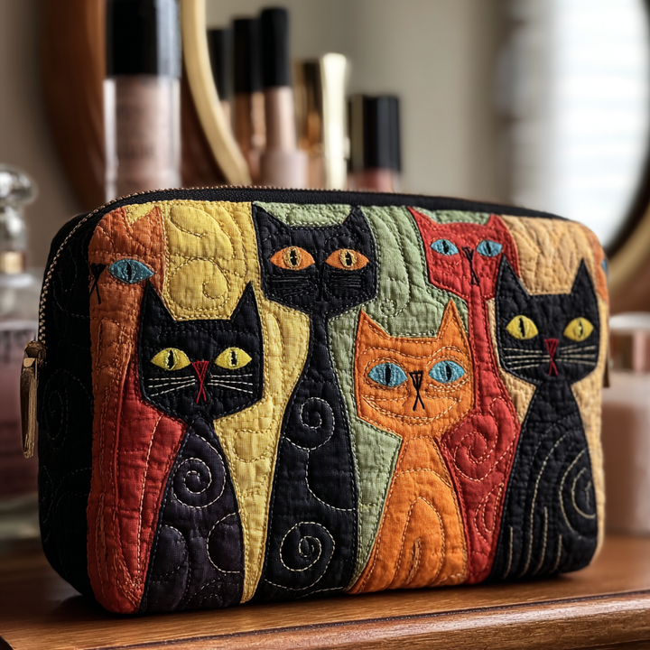 Bolsa de Maquillaje Acolchada con Espíritu de Gato