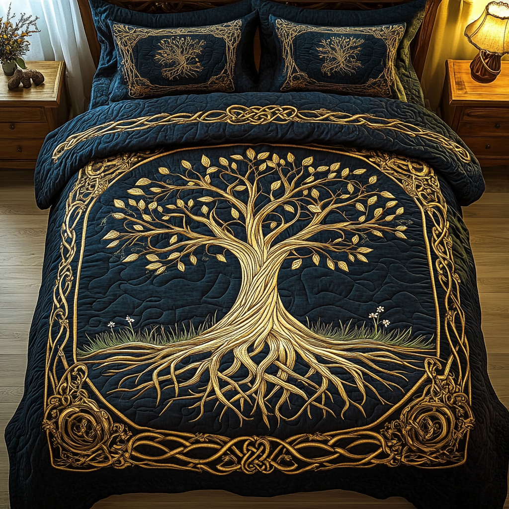 Conjunto de Ropa de Cama Acolchado de 3 Piezas Celestial Roots