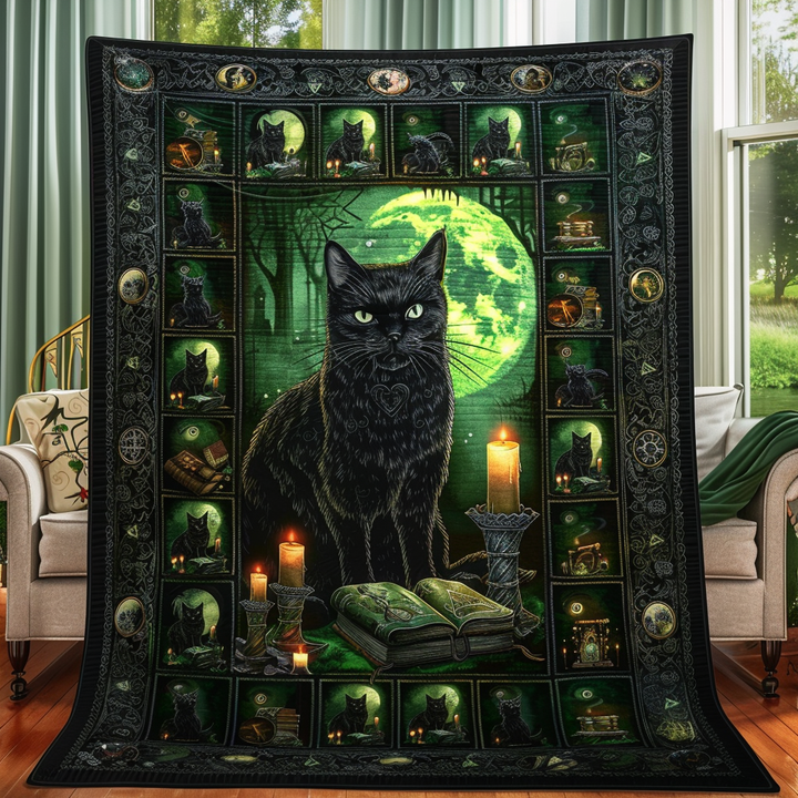 Manta Acolchada de Gatos Negros de Magia Celta