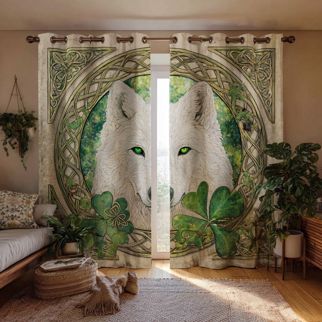 Cortinas Acolchadas del Guardián Lobo Celta