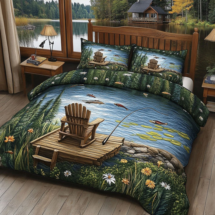 Juego de Ropa de Cama Acolchado de 3 Piezas Chair by the Lake
