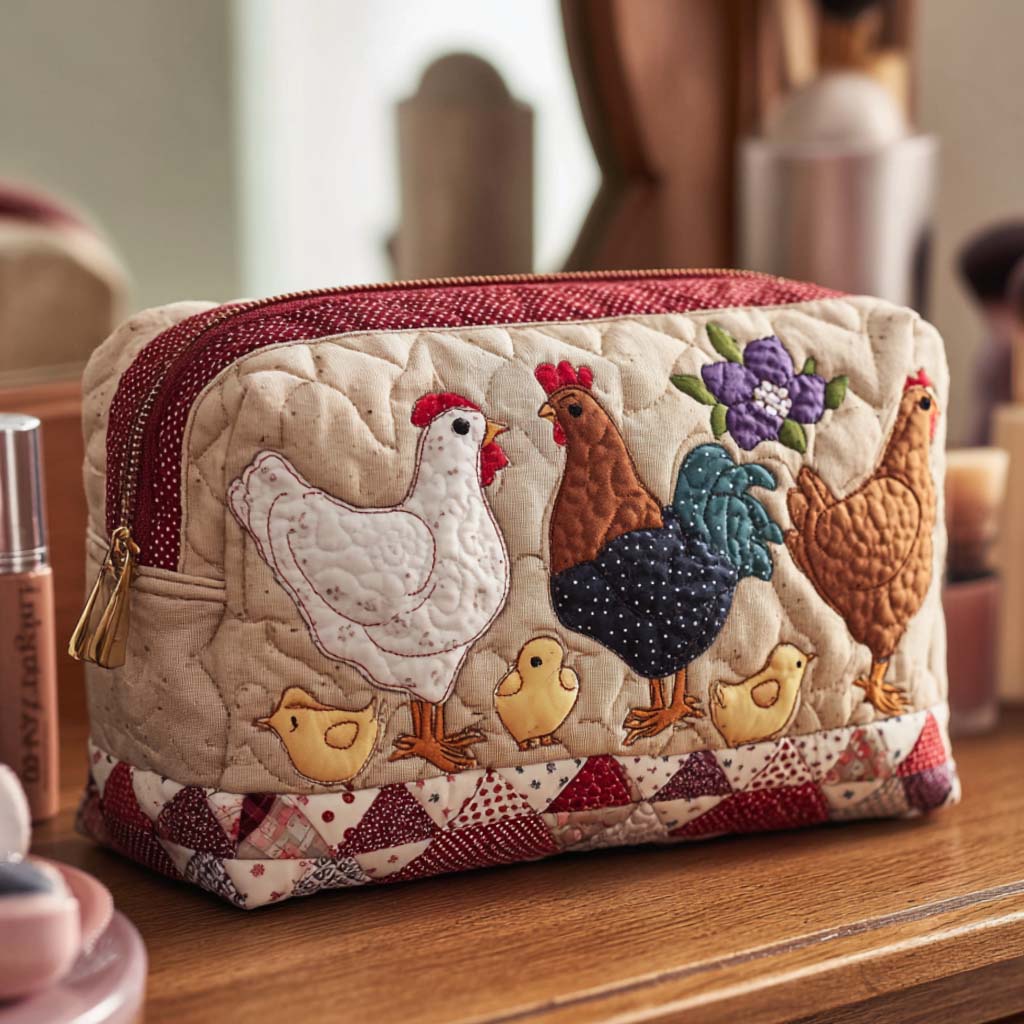 Bolsa de Maquillaje Acolchada de Gallina
