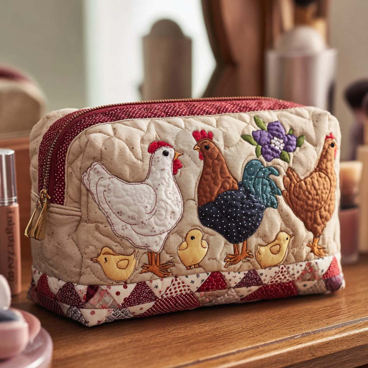 Bolsa de Maquillaje Acolchada de Gallina