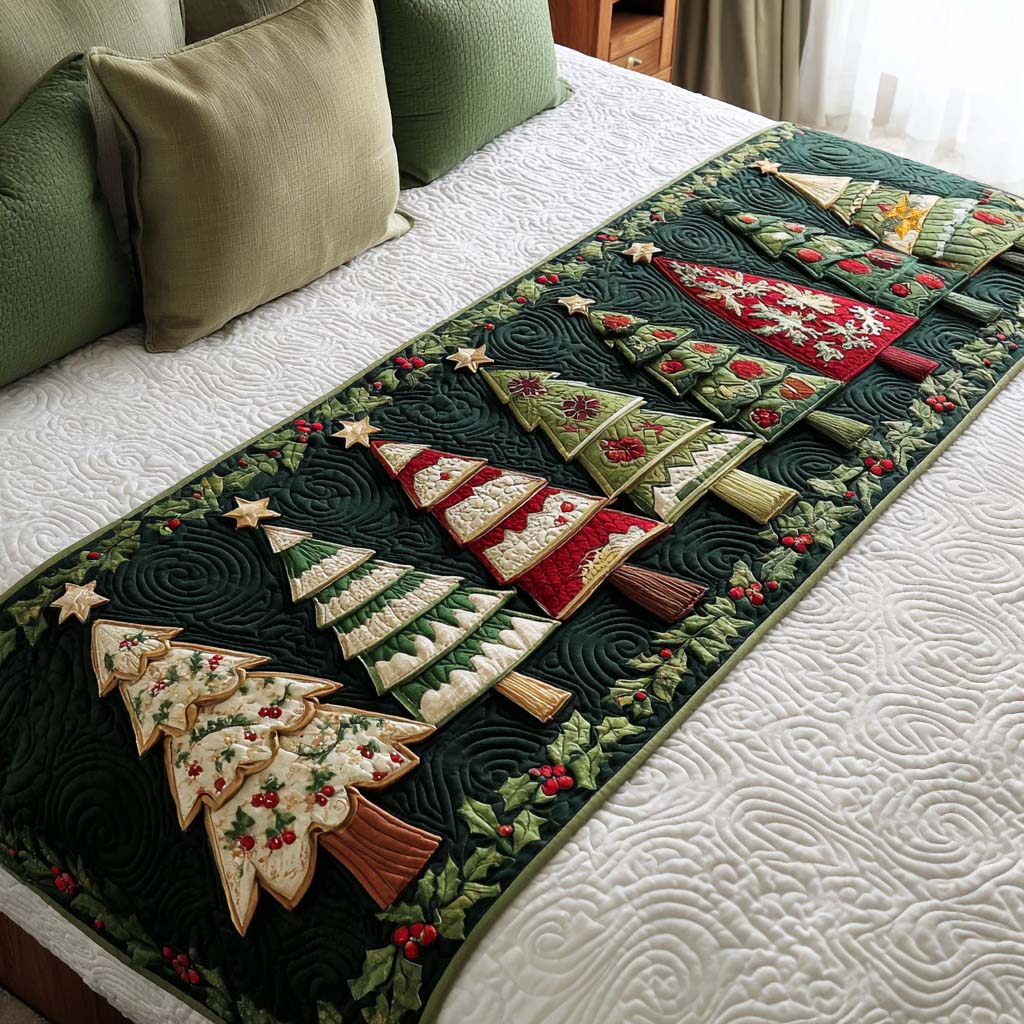 Caminito de Cama Acolchado Bosque Navideño
