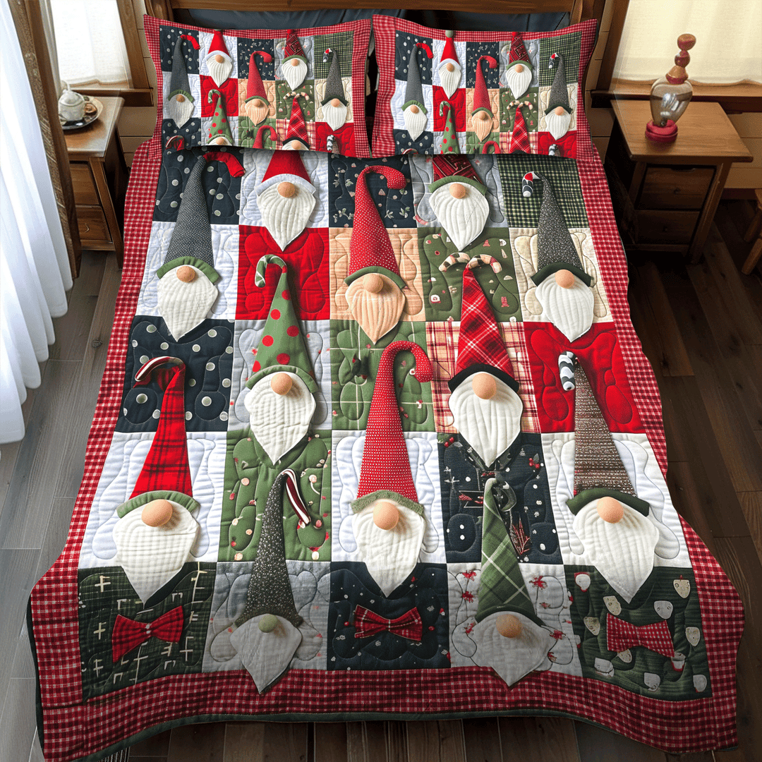 Juego de Ropa de Cama Acolchado de Gnomo Navideño