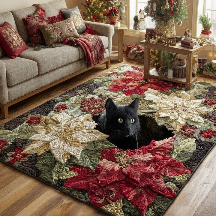 Alfombra de Área Sorpresa de Gato Negro de Navidad