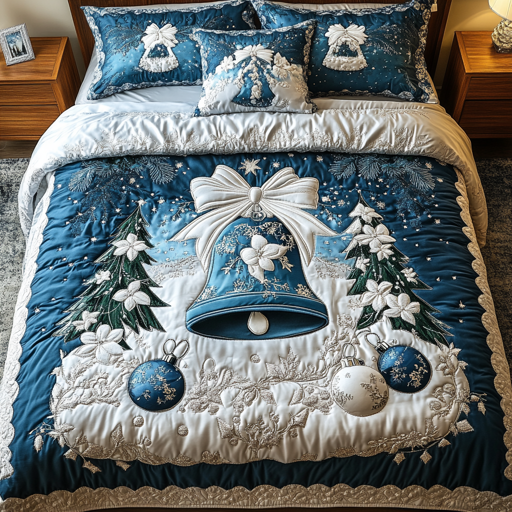 Juego de Ropa de Cama Acolchado de 3 Piezas con Motivos Navideños