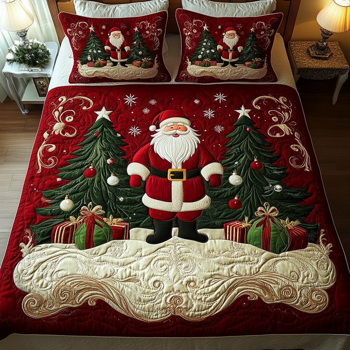 Juego de Ropa de Cama Acolchado de 3 Piezas para Nochebuena