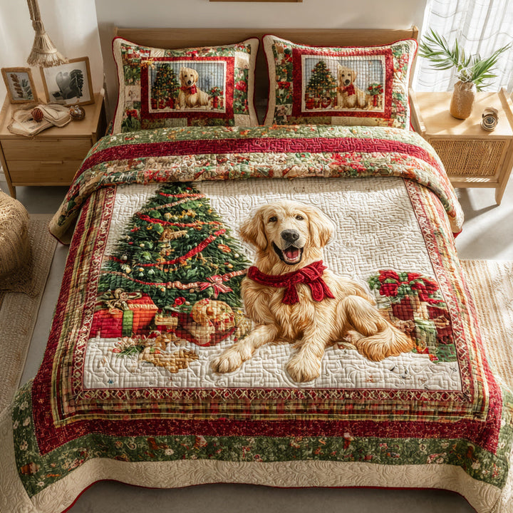 Juego de Ropa de Cama Acolchada de 3 Piezas Golden Retriever