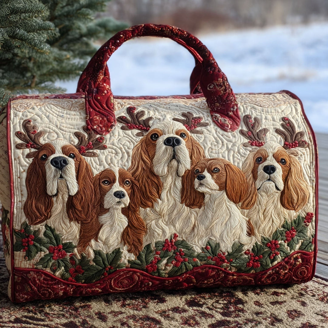 Bolsa de Viaje Acolchada de Spaniel Navideño