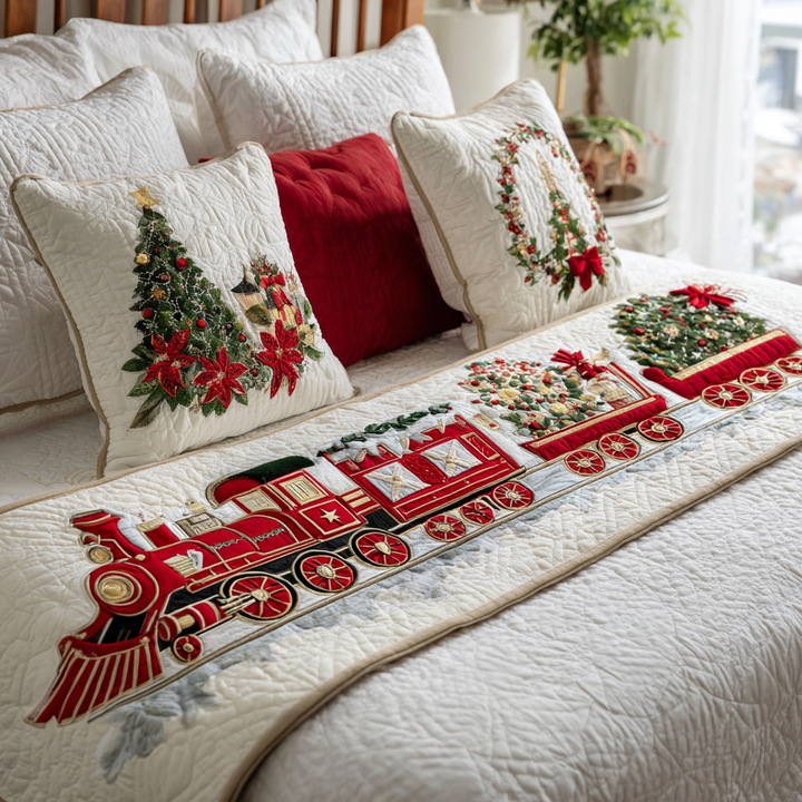 Caminito de Cama Acolchado Tren de Navidad