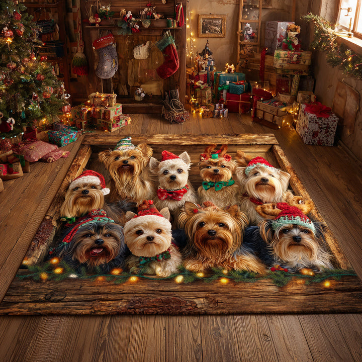 Alfombra de Área de Yorkie Navideño