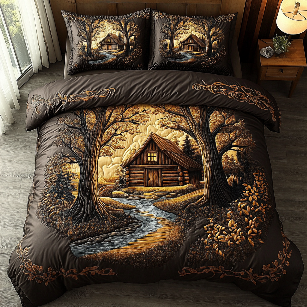 Juego de Ropa de Cama Acolchada de 3 Piezas Estilo Cabaña Clásica