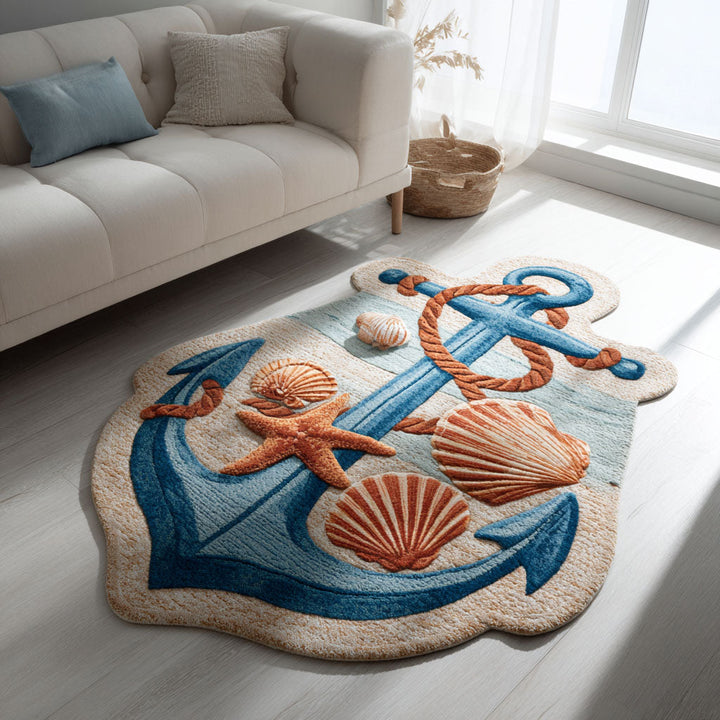 Alfombra de Área de Forma Personalizada Ancla Costera