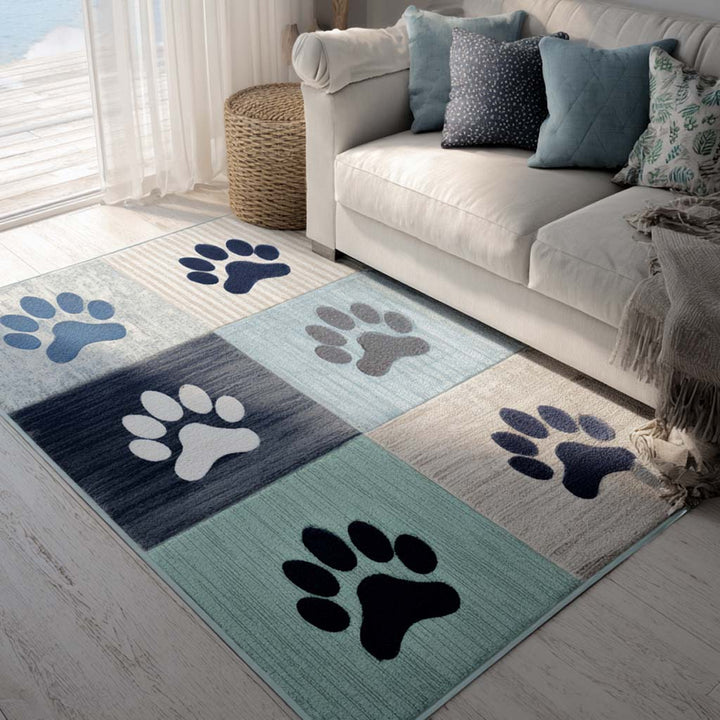 Alfombra de Área con Patas Azul Costero